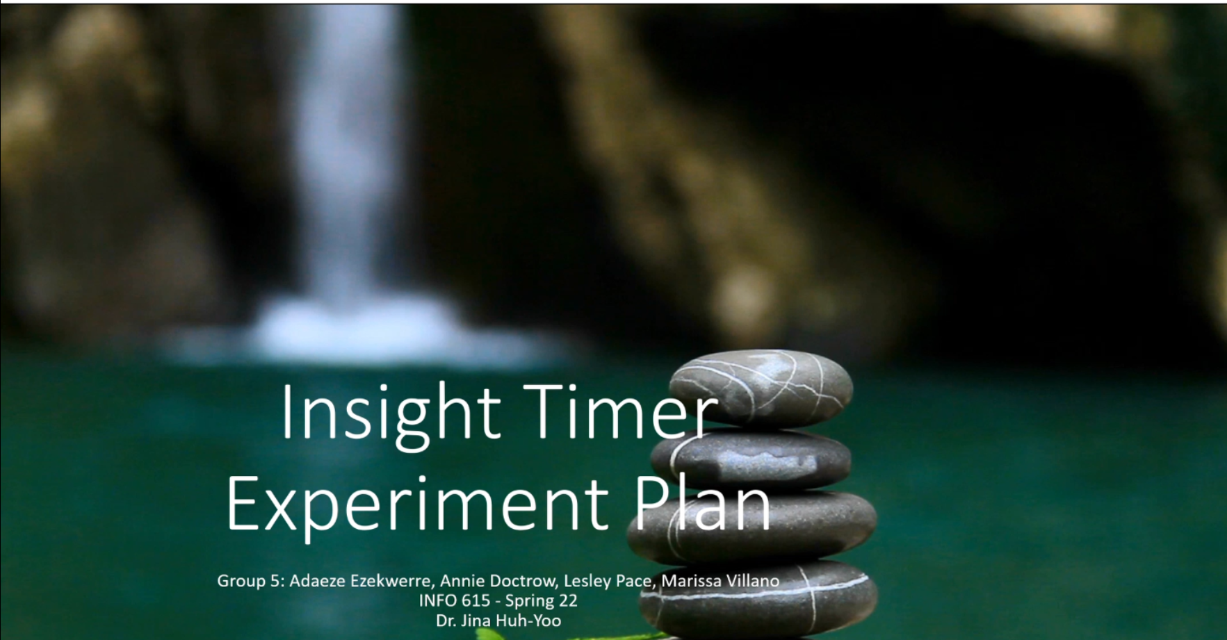 Title slide: Insight Timer Experiment Plan